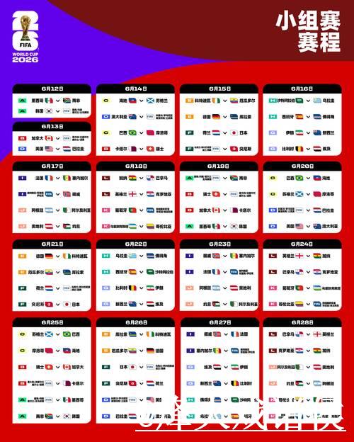 2026世界杯完整赛程安排表